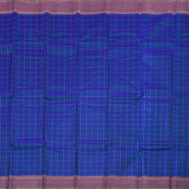 Hayagrivas Elegant Blue Handloom Kanjivaram Silk Saree with RoseWood Pink Border KBD1554A2-1