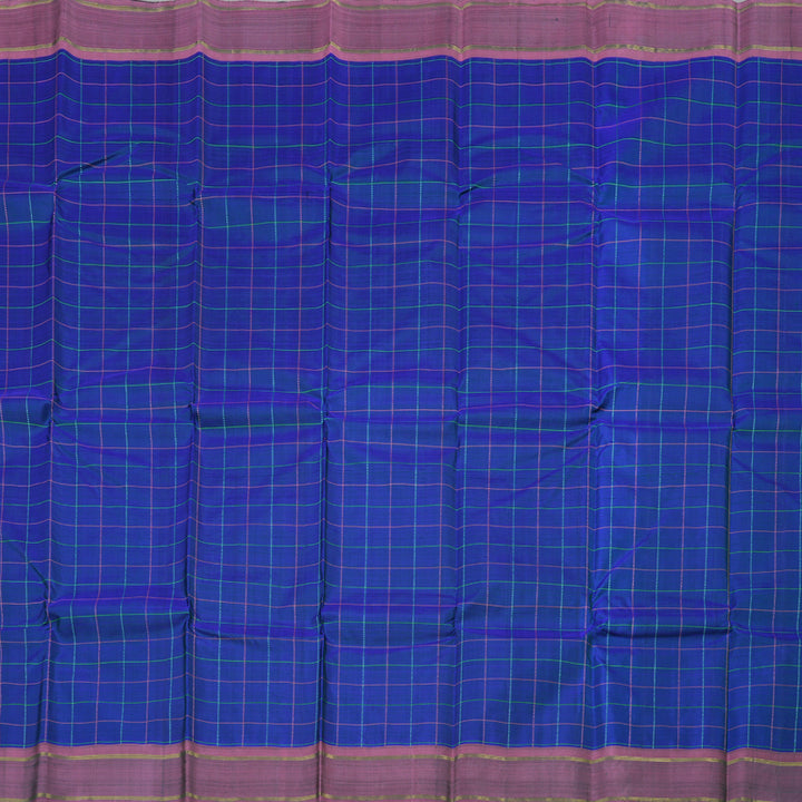 Hayagrivas Elegant Blue Handloom Kanjivaram Silk Saree with RoseWood Pink Border KBD1554A2-1