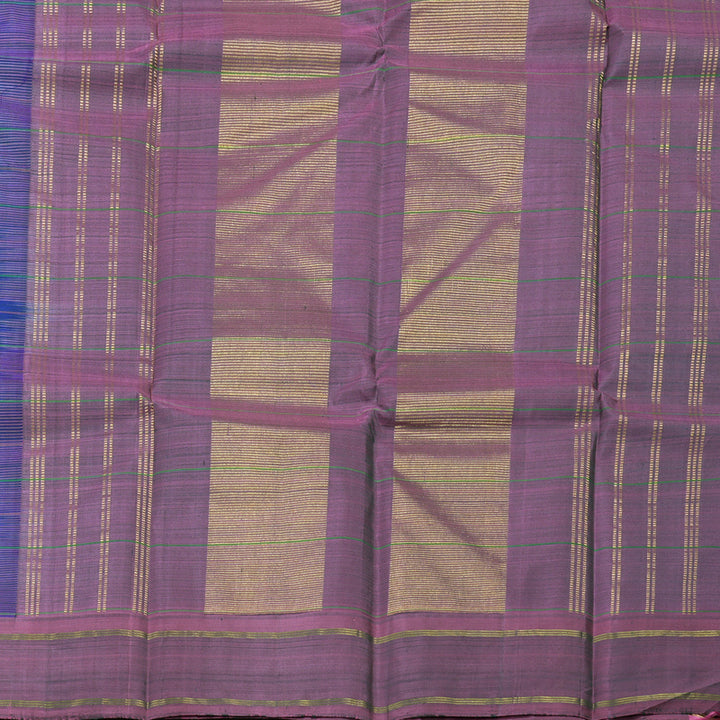 Hayagrivas Elegant Blue Handloom Kanjivaram Silk Saree with RoseWood Pink Border KBD1554A2-1