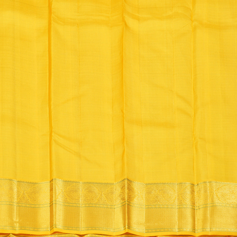 Hayagrivas Silver Grey Handloom Kanjivaram Silk Saree with Yellow Border KBD1554A7-1