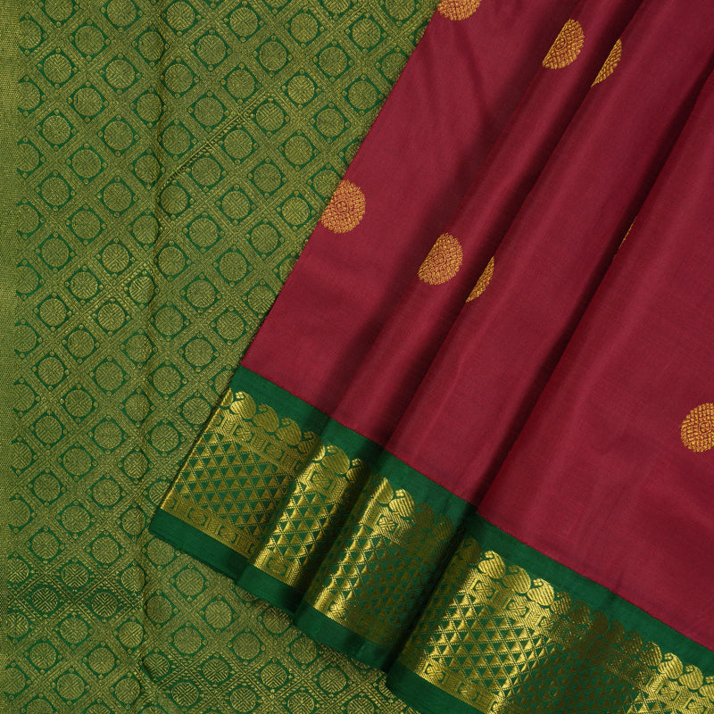 Hayagrivas Handloom Maroon Ten Yards Silk Madisar KBD1555A8-4