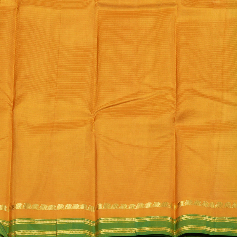 Hayagrivas Fluorescent Green Handloom Kanjivaram Silk Saree with Mango Yellow Border KBD1557A1-33