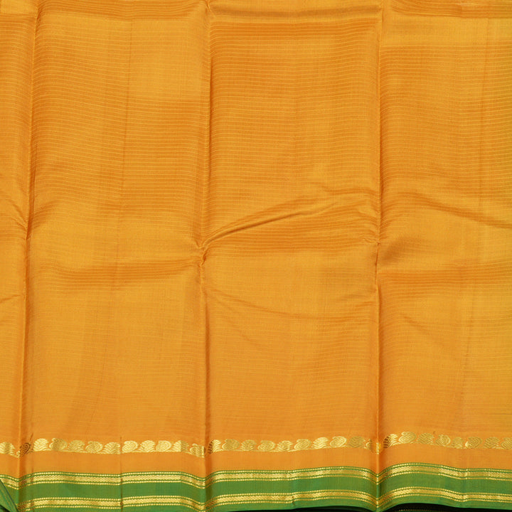 Hayagrivas Fluorescent Green Handloom Kanjivaram Silk Saree with Mango Yellow Border KBD1557A1-33