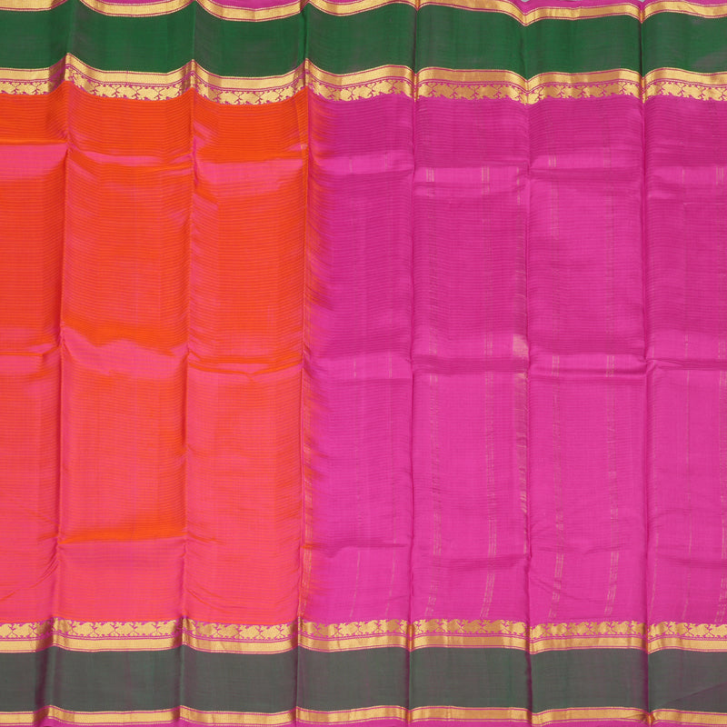 Hayagrivas Orangish Pink Handloom Kanjivaram Silk Saree with Mandhalir Border KBD1557A2-10