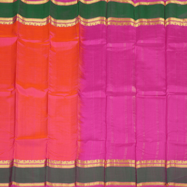 Hayagrivas Orangish Pink Handloom Kanjivaram Silk Saree with Mandhalir Border KBD1557A2-10