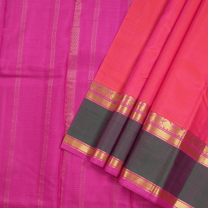 Hayagrivas Orangish Pink Handloom Kanjivaram Silk Saree with Mandhalir Border KBD1557A2-10