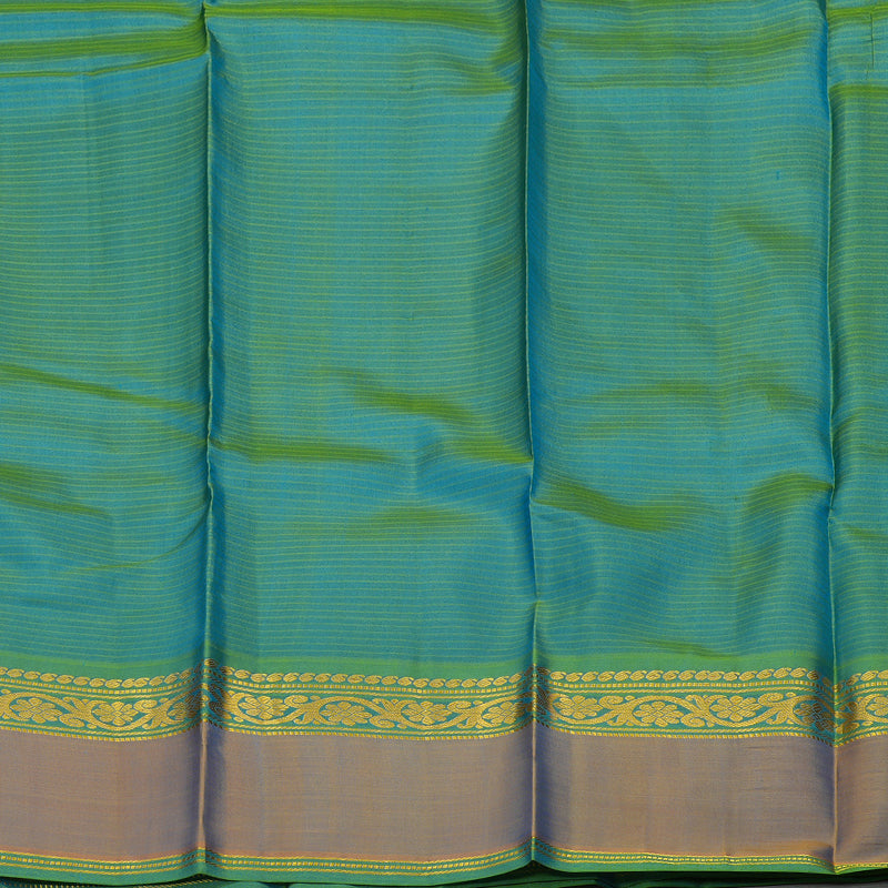Hayagrivas Handloom Sky Blue Kanjivaram Silk Saree with Dual Toned Peach Border KBD1557A2-12
