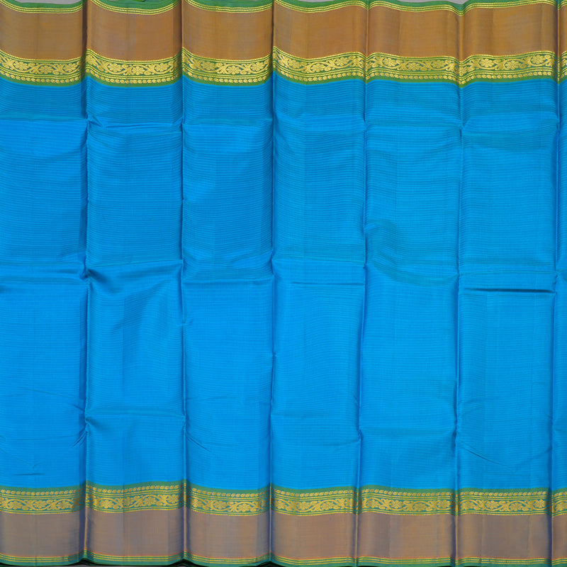 Hayagrivas Handloom Sky Blue Kanjivaram Silk Saree with Dual Toned Peach Border KBD1557A2-12