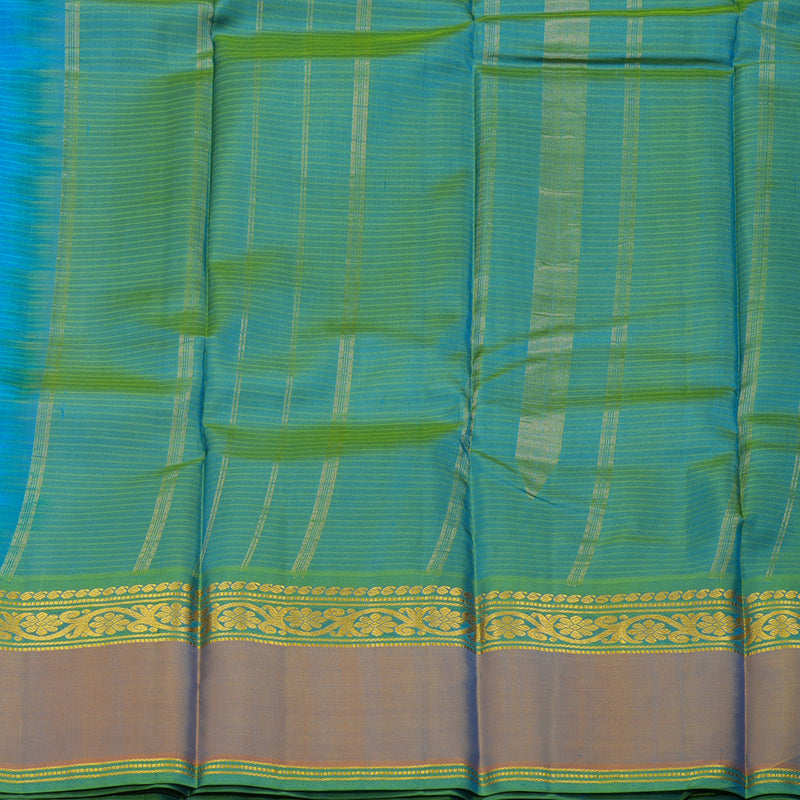 Hayagrivas Handloom Sky Blue Kanjivaram Silk Saree with Dual Toned Peach Border KBD1557A2-12