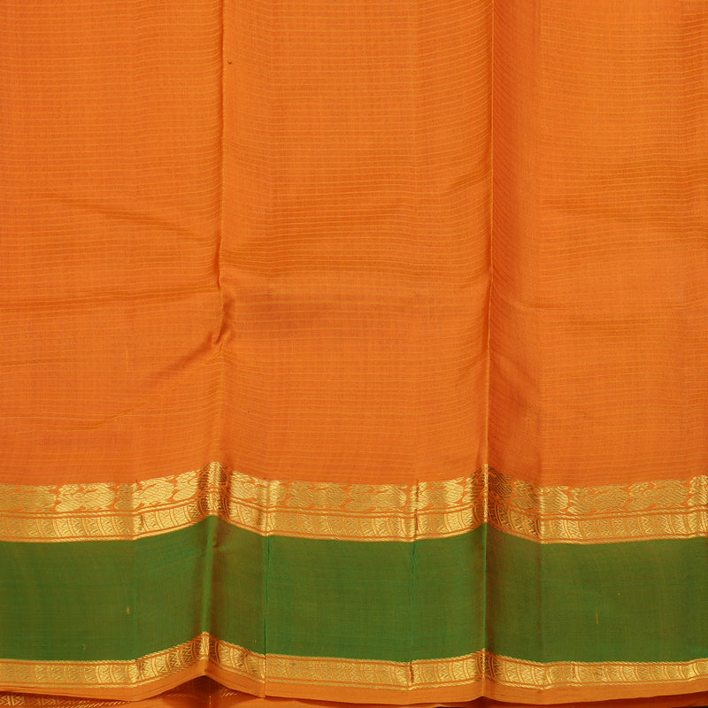 Hayagrivas Orangish Pink Handloom Kanjivaram Silk Saree with Green Border KBD1557A2-9