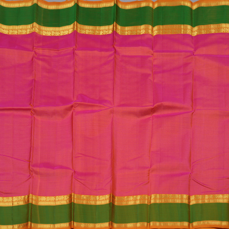 Hayagrivas Orangish Pink Handloom Kanjivaram Silk Saree with Green Border KBD1557A2-9
