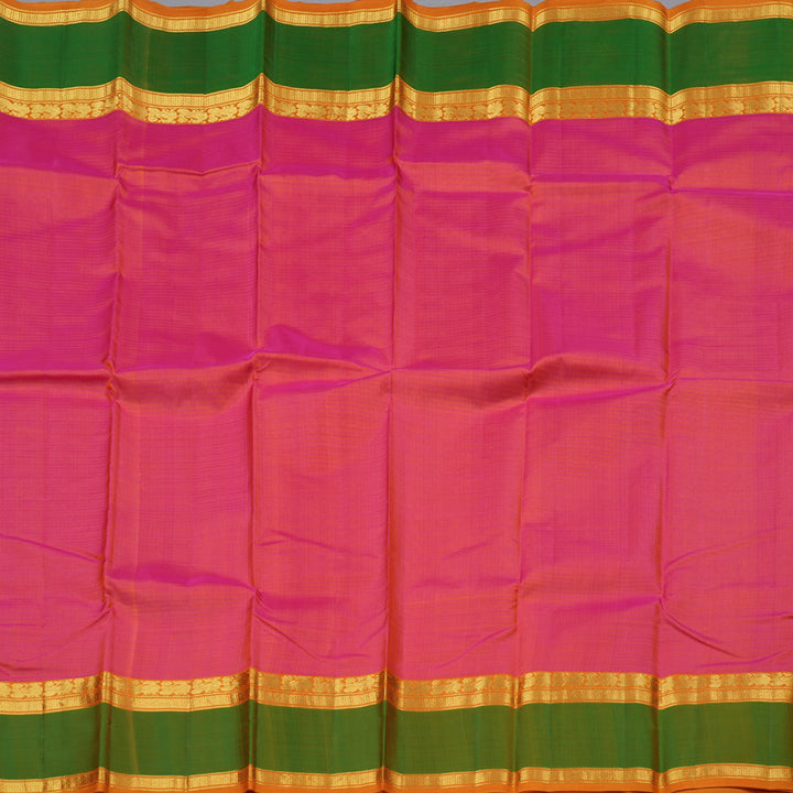 Hayagrivas Orangish Pink Handloom Kanjivaram Silk Saree with Green Border KBD1557A2-9