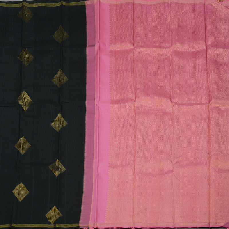 Hayagrivas Handloom Black Kanjivaram Silk Saree KBD1560A3-3