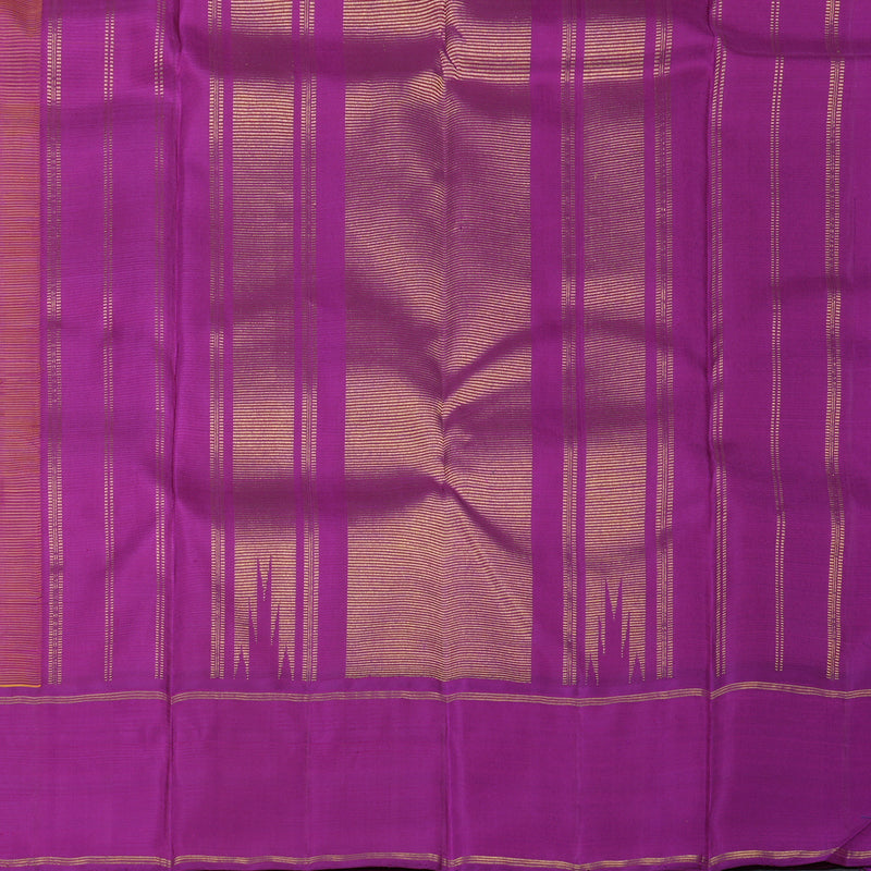 Hayagrivas Mango Yellow Handloom Kanjivaram Silk Saree with Purple Border KBD1560A4-1