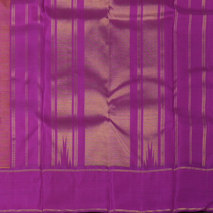 Hayagrivas Mango Yellow Handloom Kanjivaram Silk Saree with Purple Border KBD1560A4-1