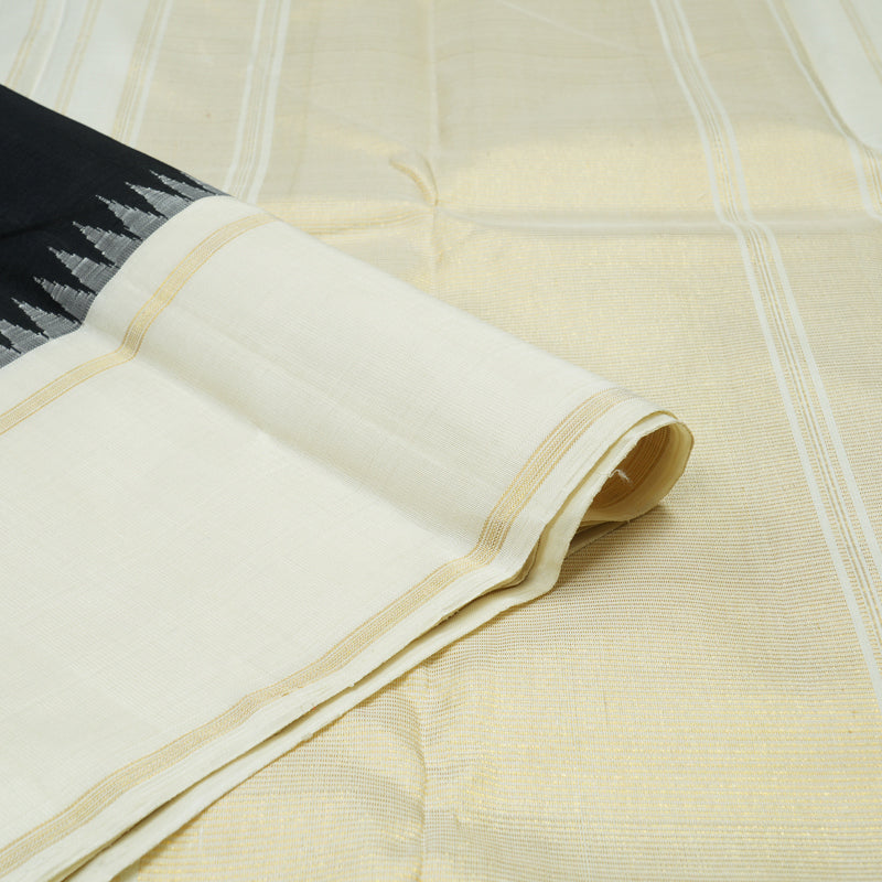 Hayagrivas Handloom Black Kanjivaram Silk Saree with Milk White Border KBD1560A4-6