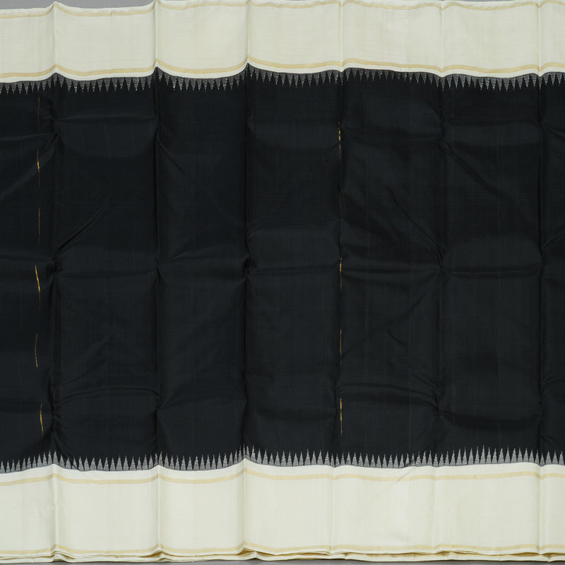 Hayagrivas Handloom Black Kanjivaram Silk Saree with Milk White Border KBD1560A4-6