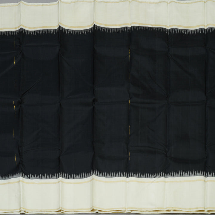 Hayagrivas Handloom Black Kanjivaram Silk Saree with Milk White Border KBD1560A4-6