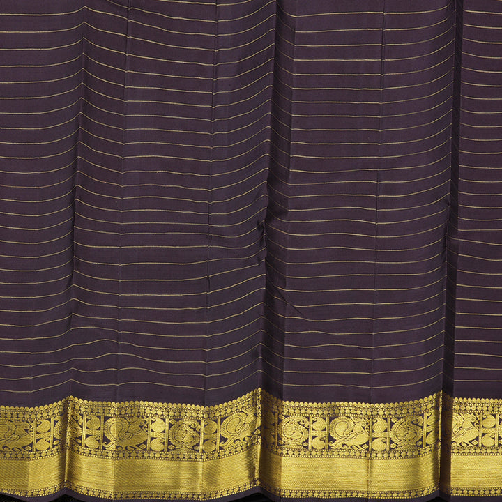 Hayagrivas Peach Pink Handloom Kanjivaram Silk Saree with Dark Brown Border-KBD1561A1-1