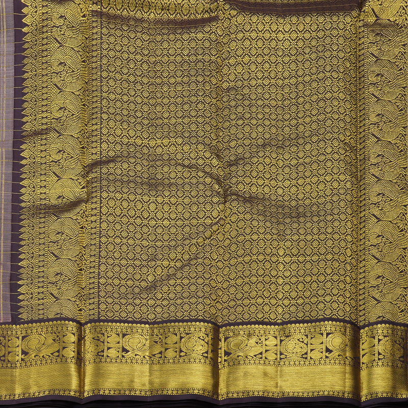 Hayagrivas Peach Pink Handloom Kanjivaram Silk Saree with Dark Brown Border-KBD1561A1-1
