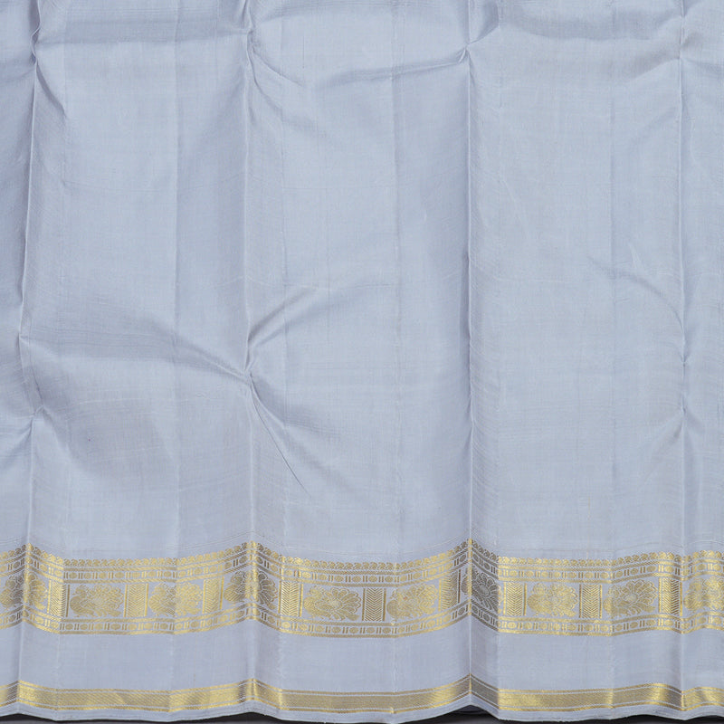 Hayagrivas Mehendi Green Handloom Kanjivaram Silk Saree with Silver Grey Border KBD1561A1-10