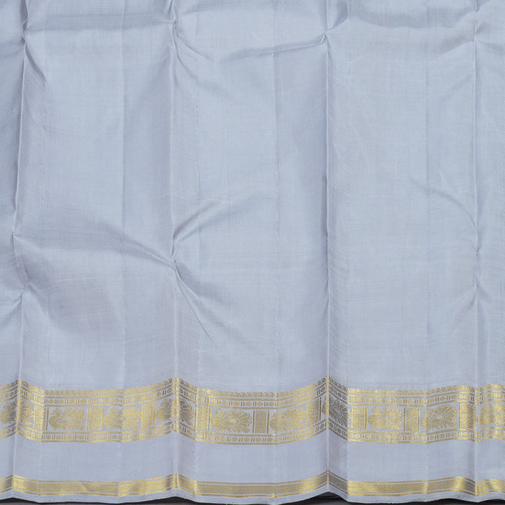 Hayagrivas Mehendi Green Handloom Kanjivaram Silk Saree with Silver Grey Border KBD1561A1-10