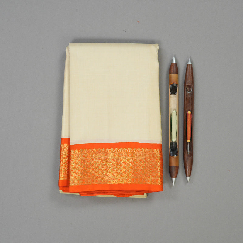 Hayagrivas Handloom Sandal Kanjivaram Silk Saree with Orange Border KBD1561A1-2