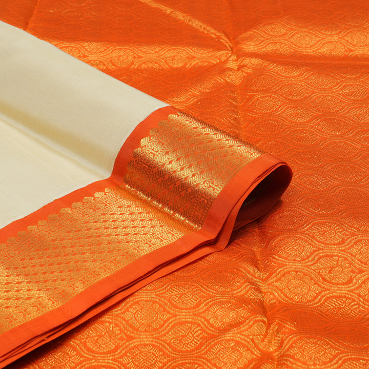Hayagrivas Handloom Sandal Kanjivaram Silk Saree with Orange Border KBD1561A1-2