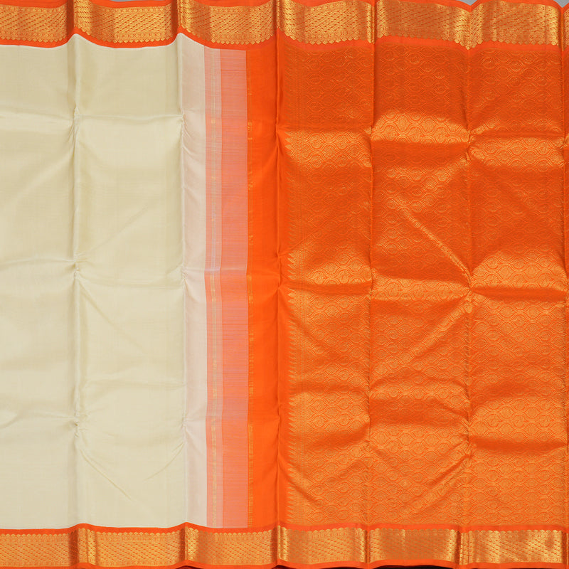 Hayagrivas Handloom Sandal Kanjivaram Silk Saree with Orange Border KBD1561A1-2