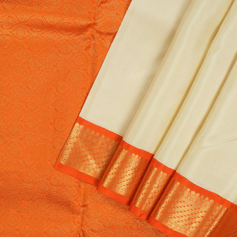 Hayagrivas Handloom Sandal Kanjivaram Silk Saree with Orange Border KBD1561A1-2