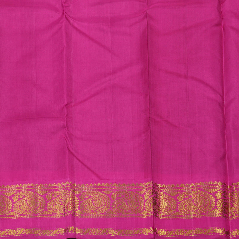 Hayagrivas Handloom Bottle Green Kanjivaram Silk Saree with Rani Pink Border KBD1561A2-2