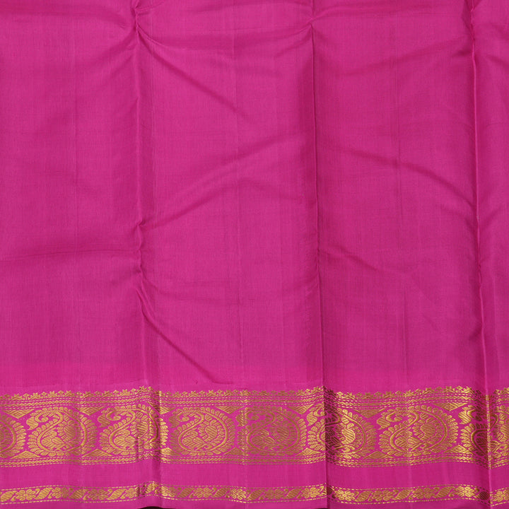 Hayagrivas Handloom Bottle Green Kanjivaram Silk Saree with Rani Pink Border KBD1561A2-2