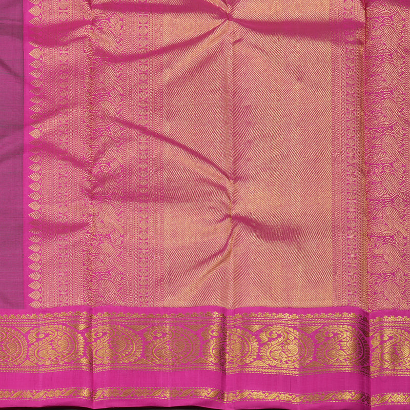 Hayagrivas Handloom Bottle Green Kanjivaram Silk Saree with Rani Pink Border KBD1561A2-2