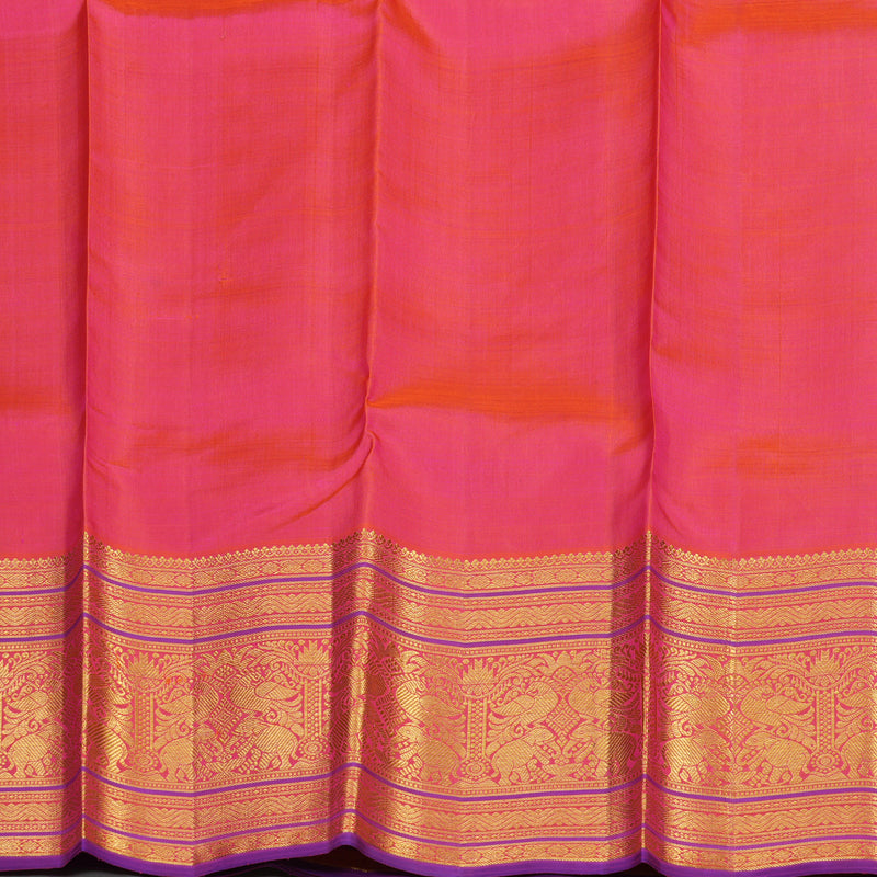 Hayagrivas Handloom Orangish Pink Kanjivaram Silk Saree KBD1562A1-1