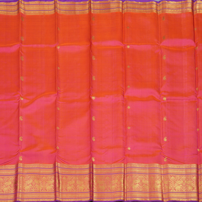 Hayagrivas Handloom Orangish Pink Kanjivaram Silk Saree KBD1562A1-1