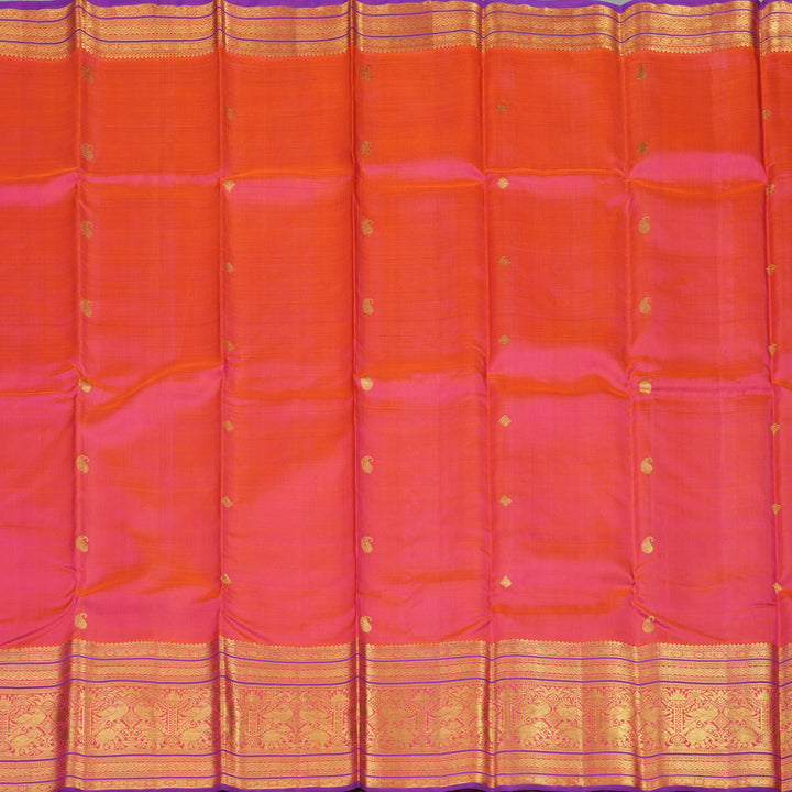 Hayagrivas Handloom Orangish Pink Kanjivaram Silk Saree KBD1562A1-1