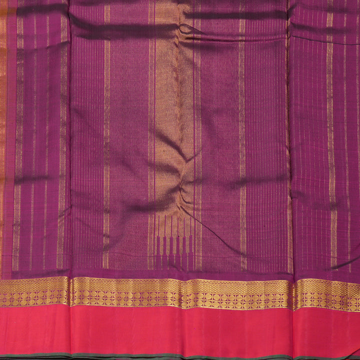 Hayagrivas Mustard Handloom Kanjivaram Silk Saree with Orangish Pink Border-KBD1562A6-1