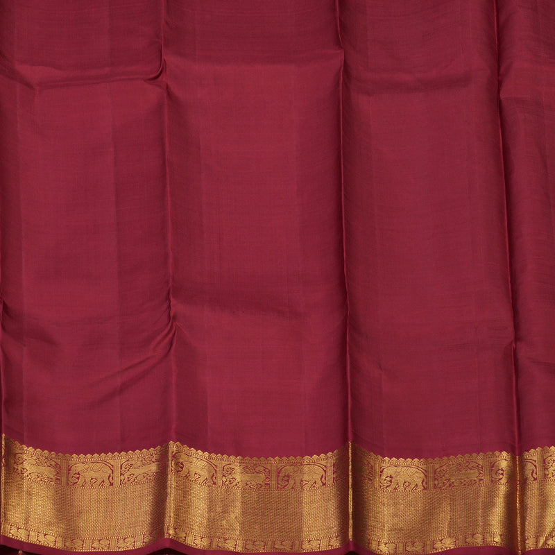 Hayagrivas Handloom Fluorescent Green Kanjivaram Silk Saree with Maroon Border KBD1565A4-1