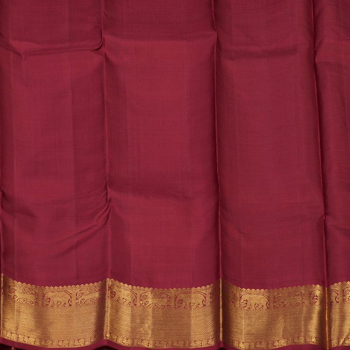Hayagrivas Handloom Fluorescent Green Kanjivaram Silk Saree with Maroon Border KBD1565A4-1