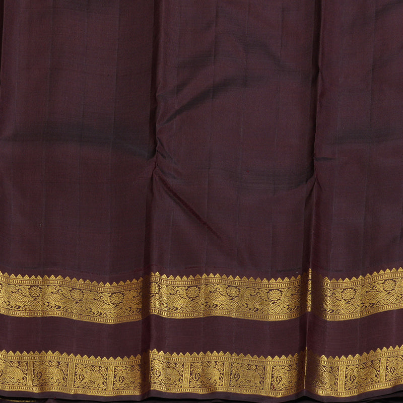 Hayagrivas Sea Blue Handloom Kanjivaram Silk Saree with Wine Maroon Border KBD1566A1-1