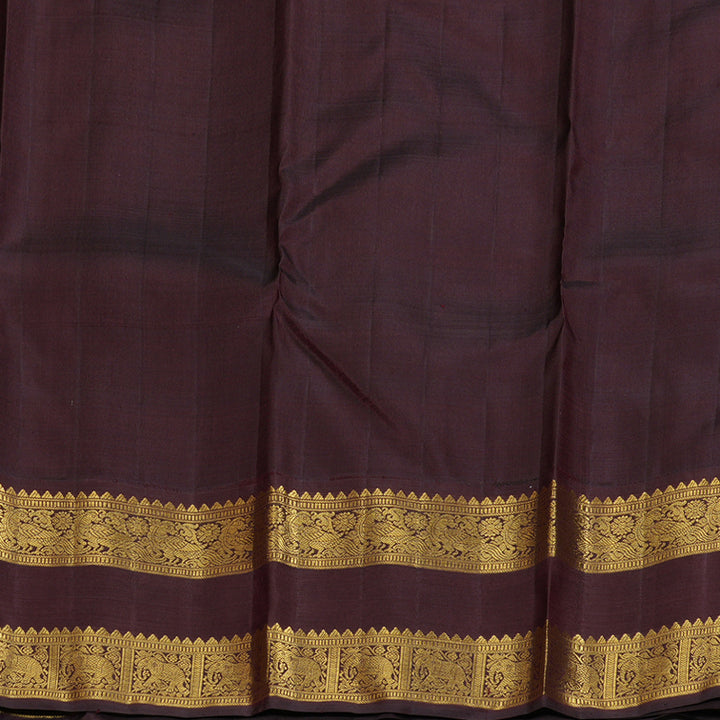 Hayagrivas Sea Blue Handloom Kanjivaram Silk Saree with Wine Maroon Border KBD1566A1-1
