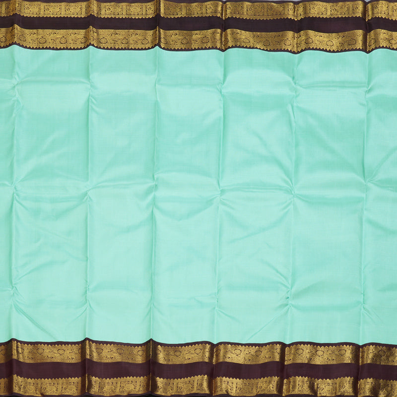 Hayagrivas Sea Blue Handloom Kanjivaram Silk Saree with Wine Maroon Border KBD1566A1-1