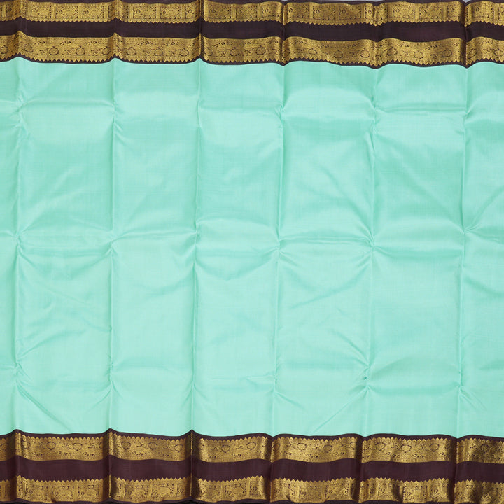 Hayagrivas Sea Blue Handloom Kanjivaram Silk Saree with Wine Maroon Border KBD1566A1-1