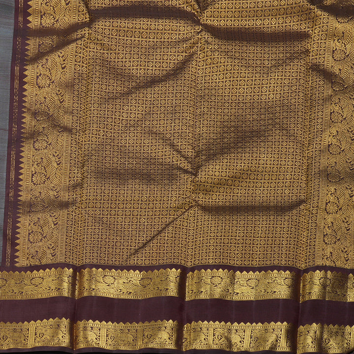 Hayagrivas Sea Blue Handloom Kanjivaram Silk Saree with Wine Maroon Border KBD1566A1-1