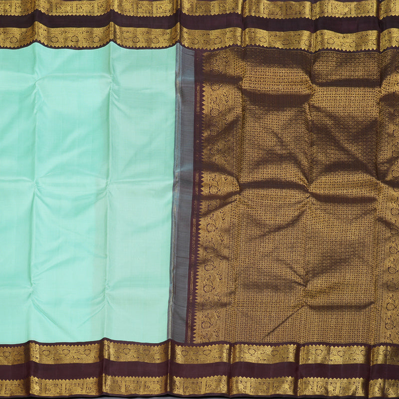 Hayagrivas Sea Blue Handloom Kanjivaram Silk Saree with Wine Maroon Border KBD1566A1-1