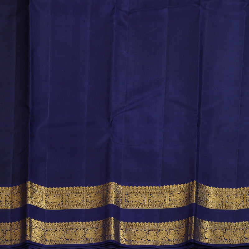 Hayagrivas Elaichi Green Handloom Kanjivaram Silk Saree with Blue Border KBD1566A1-2