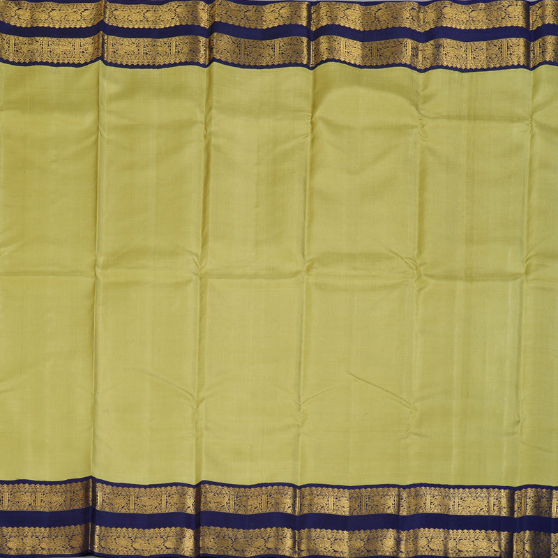 Hayagrivas Elaichi Green Handloom Kanjivaram Silk Saree with Blue Border KBD1566A1-2