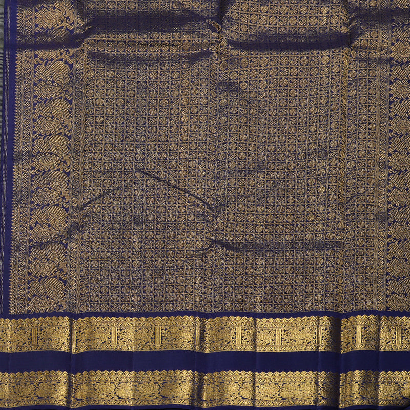 Hayagrivas Elaichi Green Handloom Kanjivaram Silk Saree with Blue Border KBD1566A1-2