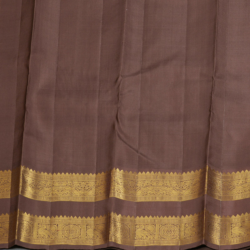 Hayagrivas Grey Handloom Kanjivaram Silk Saree with Chocolate Brown Border KBD1566A1-3