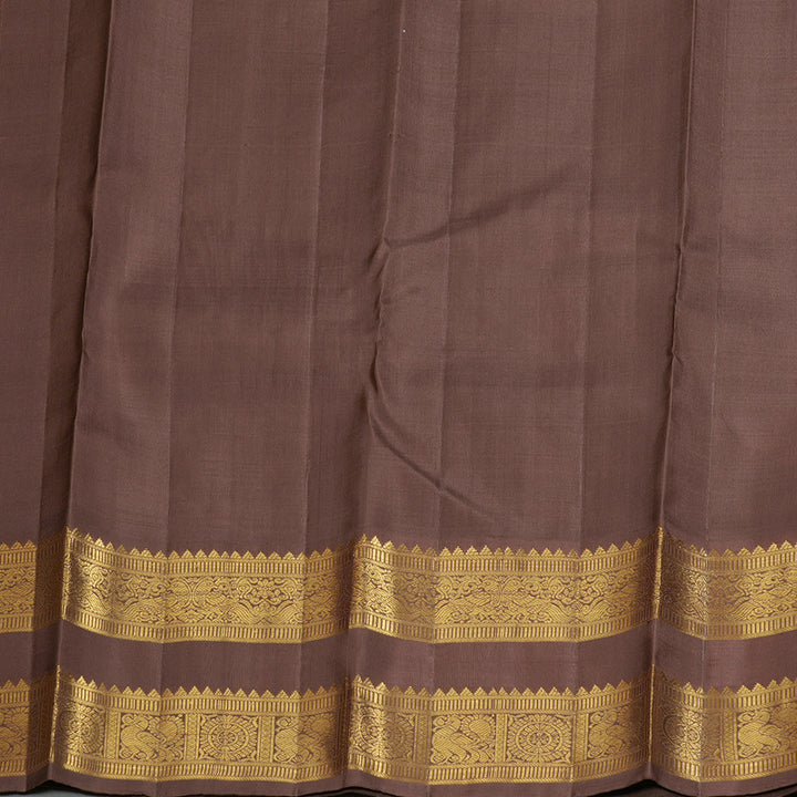 Hayagrivas Grey Handloom Kanjivaram Silk Saree with Chocolate Brown Border KBD1566A1-3